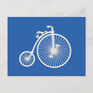 Cartão Postal Bicicleta Branca da Vintage em Azul