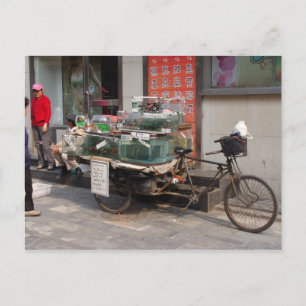 Cartão Postal Bicicleta China — vendendo peixe