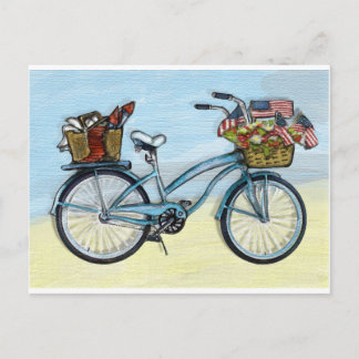 Cartão Postal Bicicleta com bandeiras americanas