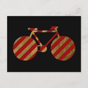 Cartão Postal bicicleta de cor vermelha e ouro
