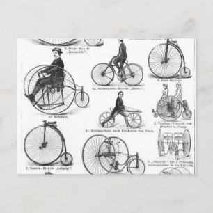 Cartão Postal Bicicleta de Roda Alta Penny Farthing