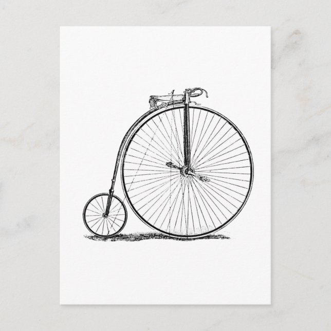Cartão Postal Bicicleta de Roda Alta Penny Farthing (Frente)