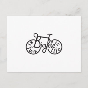 Cartão Postal Bicicleta é divertida, Bicicleta é vida