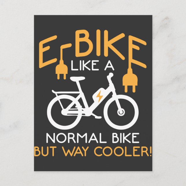 Cartão Postal Bicicleta Elétrica E-Bike Way Cooler Bike Funny (Frente)