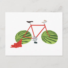 Cartão Postal Bicicleta Engraçada com Rodas de Melancia