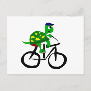 Cartão Postal Bicicleta engraçada da equitação da tartaruga