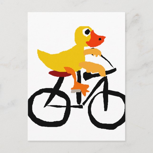 Cartão Postal Bicicleta Engraçado de Pato Amarelo (Frente)