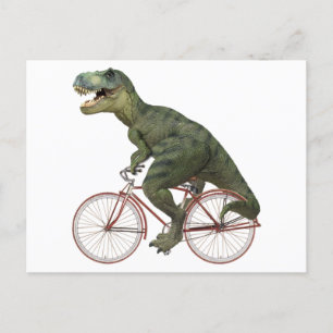 Cartão Postal Bicicleta Funny Dinosaur TRex