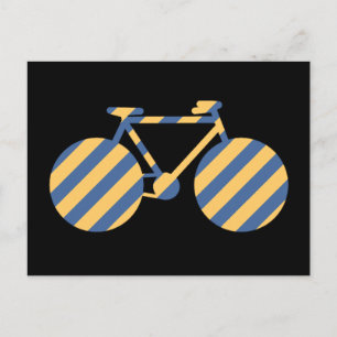 Cartão Postal bicicleta listrada azul e amarela