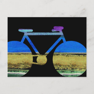 Cartão Postal bicicleta moderna & listras coloridas
