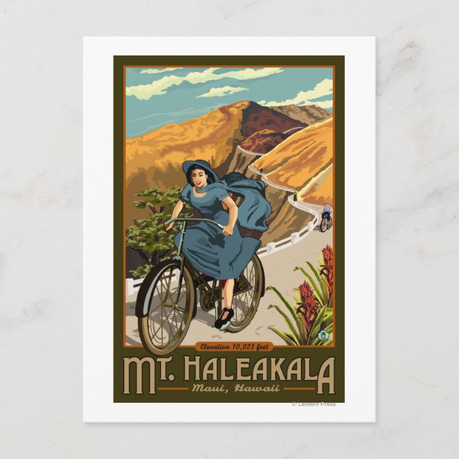Cartão Postal Bicicleta Mt. Haleakala Dirige o Havaí (Frente)
