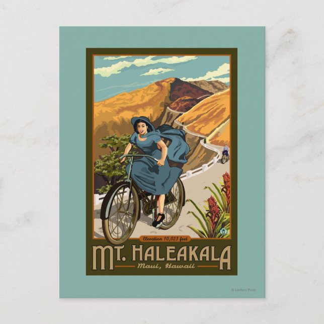Cartão Postal Bicicleta Mt. Haleakala Dirige o Havaí (Frente)