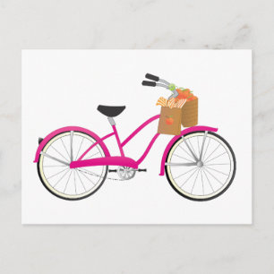 Cartão Postal Bicicleta Quente de PInk com Laranjas
