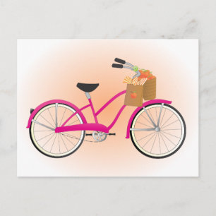 Cartão Postal Bicicleta Quente de PInk com Laranjas
