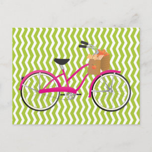 Cartão Postal Bicicleta Quente de PInk com Laranjas