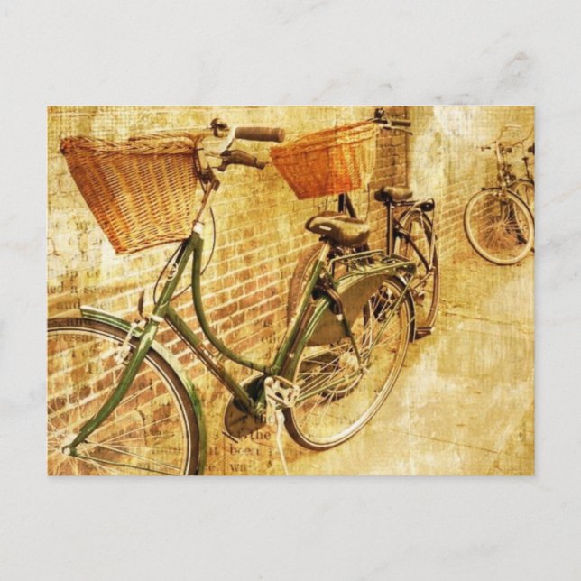 Cartão Postal Bicicleta Romântica Francesa Moderna Vintage Paris (Frente)