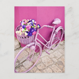 Cartão Postal Bicicleta Rosa