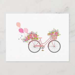 Cartão Postal Bicicleta Rosa Caprichosa