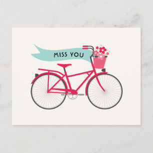 Cartão Postal Bicicleta Rosa Floral Menciona Você Personalizada
