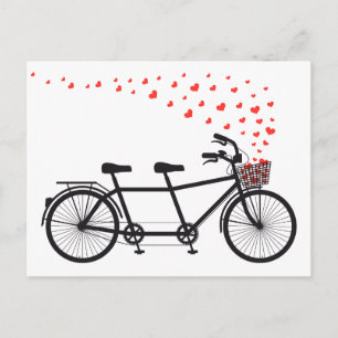 Cartão Postal bicicleta tandem com coração vermelho