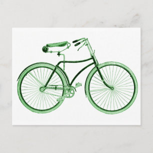 Cartão Postal Bicicleta Verde Vintage