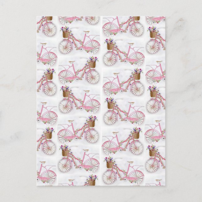 Cartão Postal bicicleta vintada de pintura manual com bonito aqu (Frente)