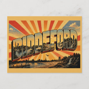 Cartão Postal Biddeford Maine Rio Saco Praia Floresta Arte