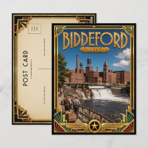Cartão Postal Biddeford Maine Vintage Art Deco Idade Dourada