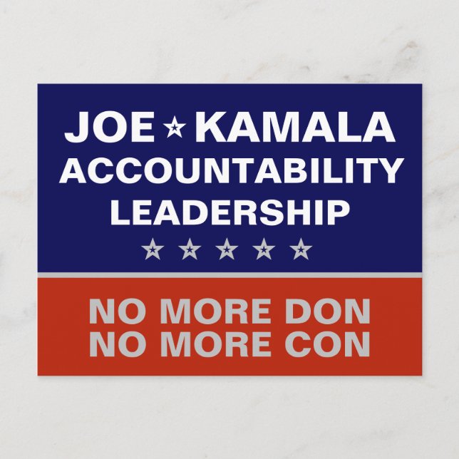 Cartão Postal Biden Harris 2020 Responsabilização da Liderança (Frente)
