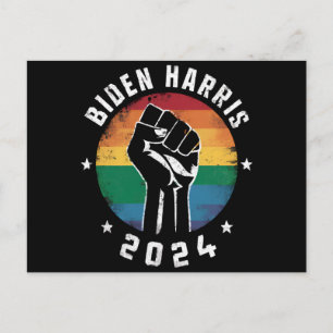 Cartão Postal Biden Harris 2024 LGBT Arco-íris Orgulho Gay Eleiç