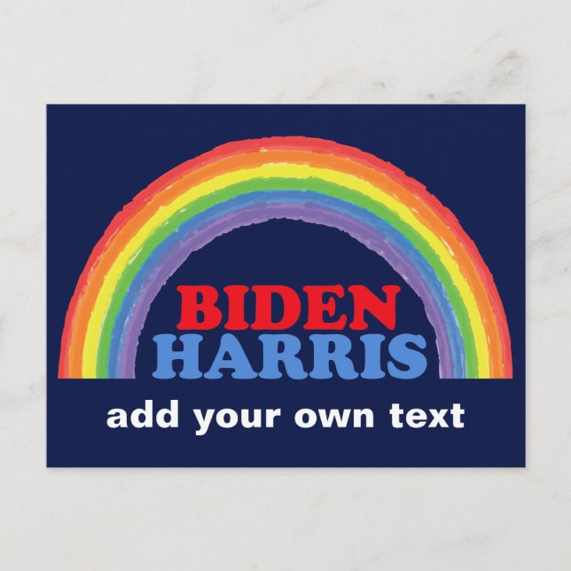 Cartão Postal Biden Harris Rainbow Cute Democrata Personalizado (Frente)