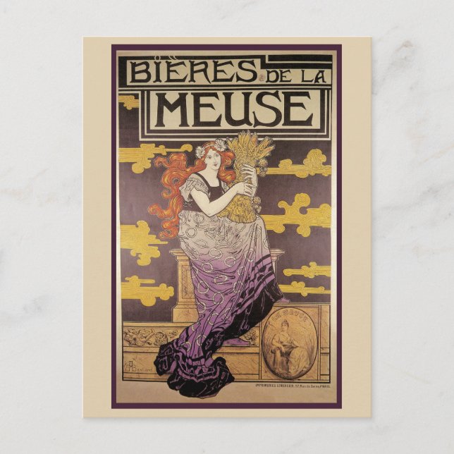 Cartão Postal Biere de la Meuse por Marc Auguste Bastard (Frente)