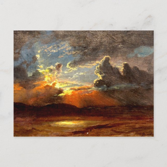 Cartão Postal Bierstadt - Céu iluminado por Sol, bela arte paisa (Frente)