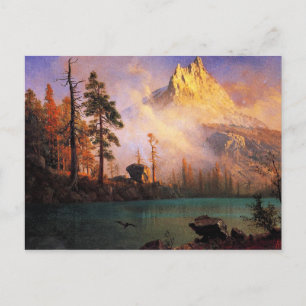 Cartão Postal Bierstadt - Lago de Montanha, pintura de belas art