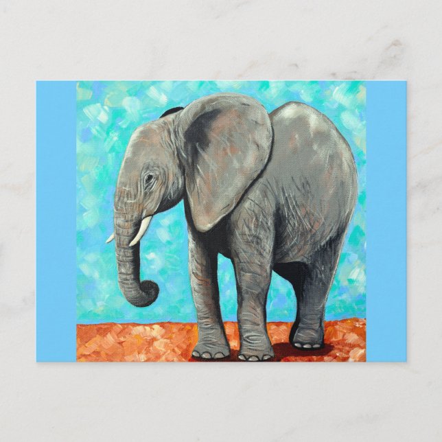 Cartão Postal Big Baby Elephant Painting Postcard (Frente)