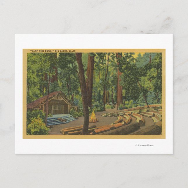 Cartão Postal Big Basin, Vista "Camp Fire Bowl" da Califórnia (Frente)