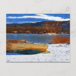 Cartão Postal Big Bear Lake, snow and boat