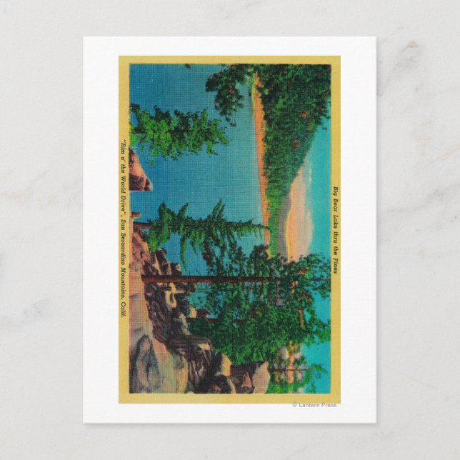 Cartão Postal Big Bear Lake View on Rim o' World Drive (Frente)