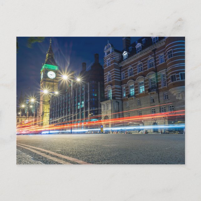 Cartão Postal Big Ben à Noite | Londres, Inglaterra (Frente)