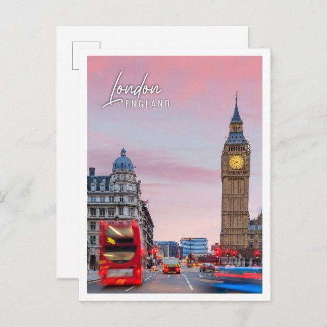 Cartão Postal Big ben e casas do parlamento Londres Inglaterra (Frente/Verso)