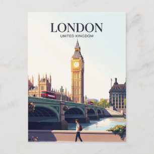 Cartão Postal Big Ben e Ponte de Westminster Reino Unido