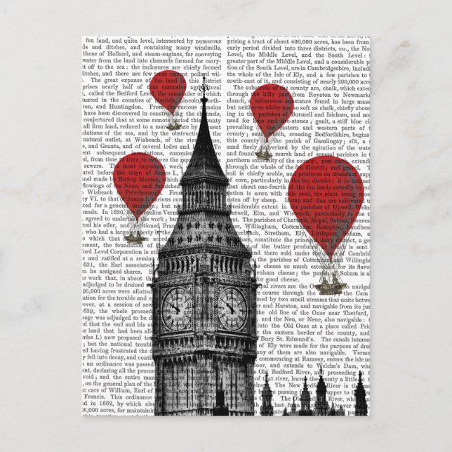 Cartão Postal Big Ben e Red Hot Air Balloons (Frente)
