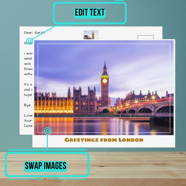 Cartão Postal Big Ben & Houses do Parlamento em Londres Inglater (Share your experiences with these stylish template postcards.)