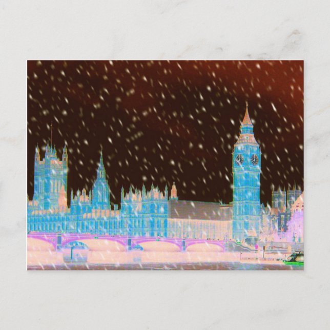 Cartão Postal Big Ben Westminster Abbey London Red Skies (Frente)