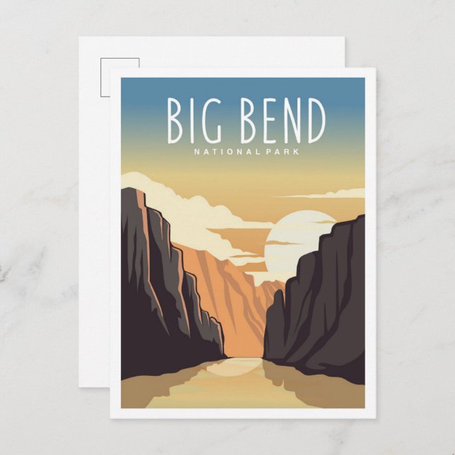 Cartão Postal Big Bend National Park Texas Travel Illustration (Frente/Verso)