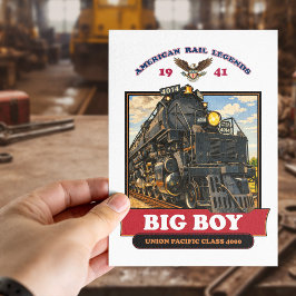 Cartão Postal Big Boy 4014 Steam Locomotive Retro Illustration