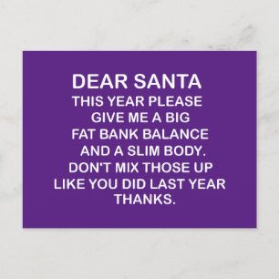 Cartão Postal Big Fat Bank Account,funny Christmas