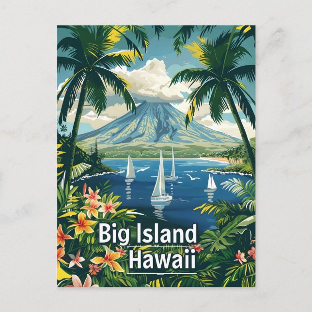 Cartão Postal Big Island Hawaii Vintage tropical (Frente)