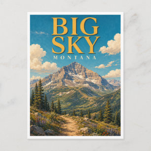 Cartão Postal Big Sky Montana Lone Mountain GeoSaga