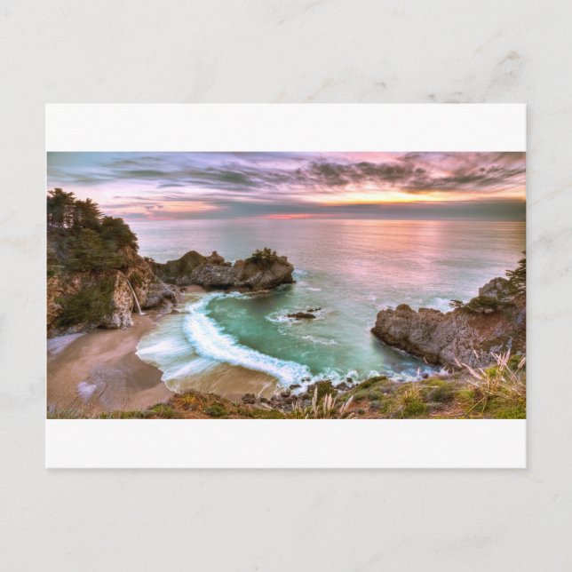 Cartão Postal Big Sur Waterfall Sunset (Frente)